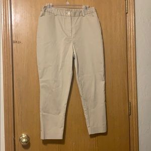 Khaki Cropped and Tapered Dress Pants